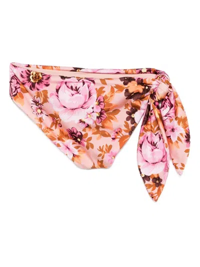Chloé Floral-print Tie-side Bikini Bottoms In Pink