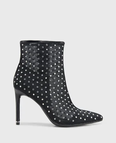 Kenneth Cole Quincy Mesh Micro Stud Heel Ankle Bootie In Black