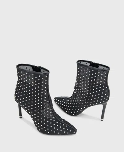 Kenneth Cole Quincy Mesh Micro Stud Heel Ankle Bootie In Black