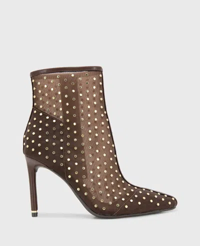 Kenneth Cole Quincy Mesh Micro Stud Heel Ankle Bootie In Brown