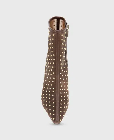Kenneth Cole Quincy Mesh Micro Stud Heel Ankle Bootie In Brown
