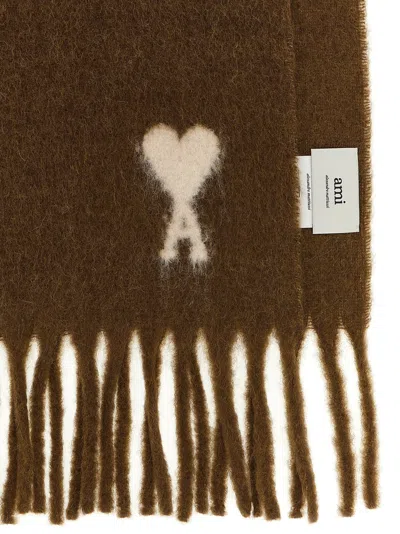 Ami Alexandre Mattiussi Ami De Coeur Scarf In Brown