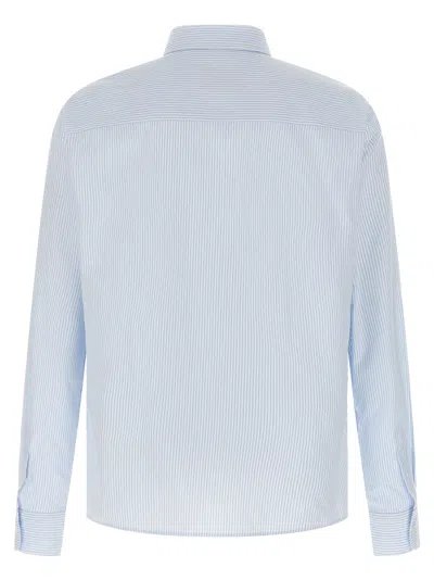 Ami Alexandre Mattiussi Adc Button-down Collar Logo-embroidered Striped Cotton Oxford Shirt In Blue