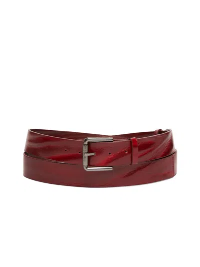 Max Mara Extra-long Belt With Double Loop And Shaped Tip. In Red