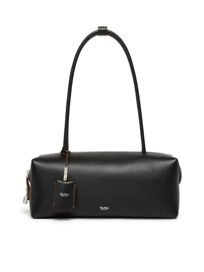 Max Mara Horizontal Satchel Bag With M-shaped Folded Sides In Black