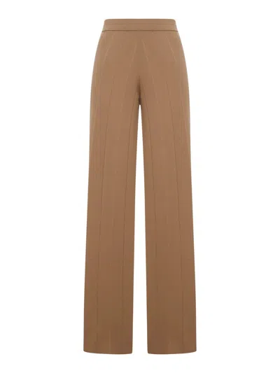Max Mara High-rise Wide Leg Trousers With Seam Detailing In Brown