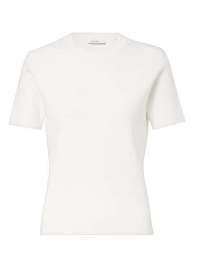 Max Mara Adelio Crepe T-shirt With Logo In White