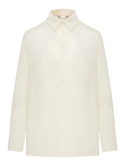 Max Mara Top With Front Stitch Pattern And Long Sleeves In White