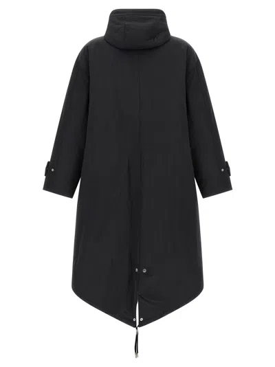 Ami Alexandre Mattiussi Long Grey Polyamide Jacket With Adjustable Hood And Flap Pockets In Black