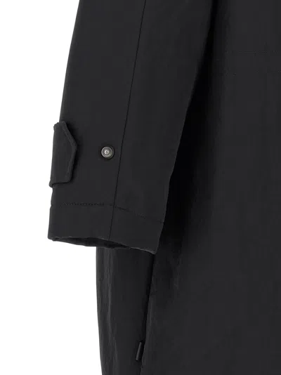 Ami Alexandre Mattiussi Long Grey Polyamide Jacket With Adjustable Hood And Flap Pockets In Black