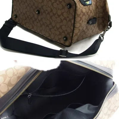 Pre-owned Coach Black Dark Brown Multi-color Coated Canvas Leather Boston Bag Shoulder Bag ()