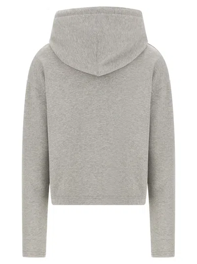 Ami Alexandre Mattiussi Ami Paris Molleton Grey Hoodie With Black Embroidered Logo In Gray