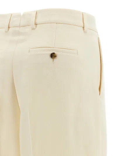 Ami Alexandre Mattiussi Straight-leg Wool Trousers With Stretched Pleat Detail In Neutral