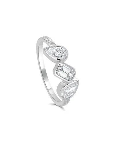 Sabrina Designs 14k Wg Diamond Mix-shape 3-stone Ring In Silver
