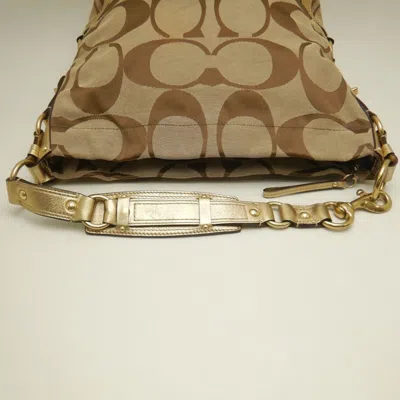 Pre-owned Coach Signature Beige Brown Canvas Leather Shoulder Bag ()
