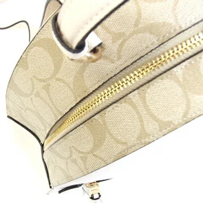 Pre-owned Coach Signature Beige Ivory Signature Line Pvc Leather Backpack ()