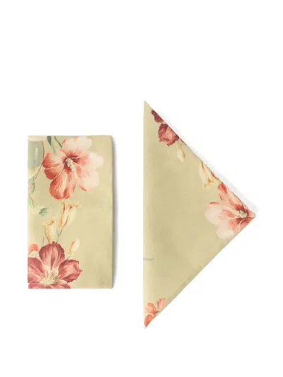 Cabana Ibiscus Sage Linen Napkins (set Of Four) In Yellow