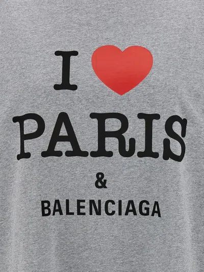 Balenciaga I Love Paris Logo T-shirt In Gray