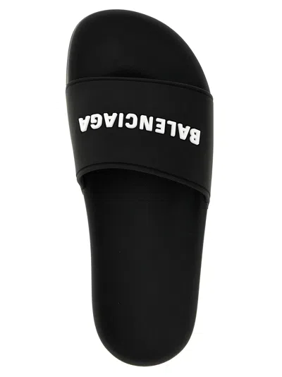 Balenciaga Logo Rubber Slide Sandals In Black
