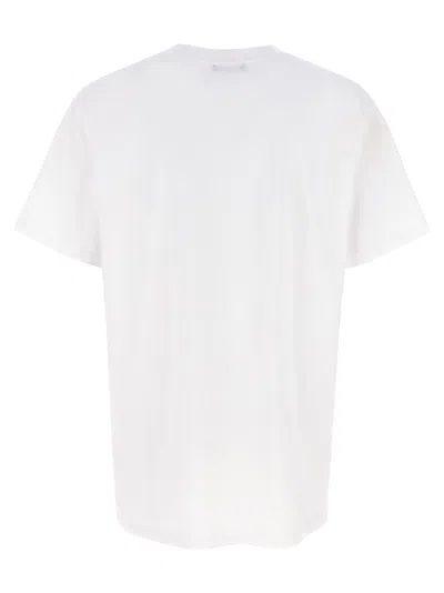 Balmain White Crewneck T-shirt With Contrasting Logo Lettering Print In Cotton In White