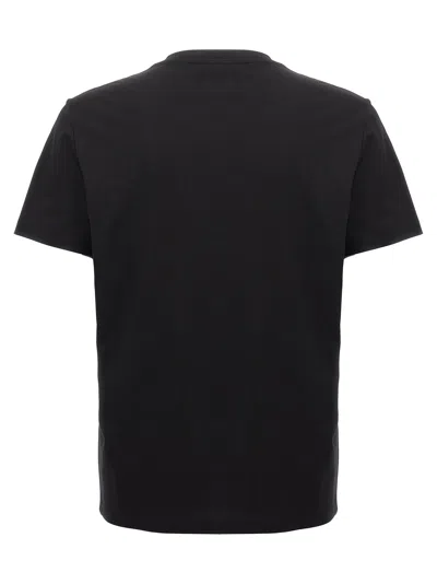 Balmain Black Crewneck T-shirt With Logo Print In Cotton Man