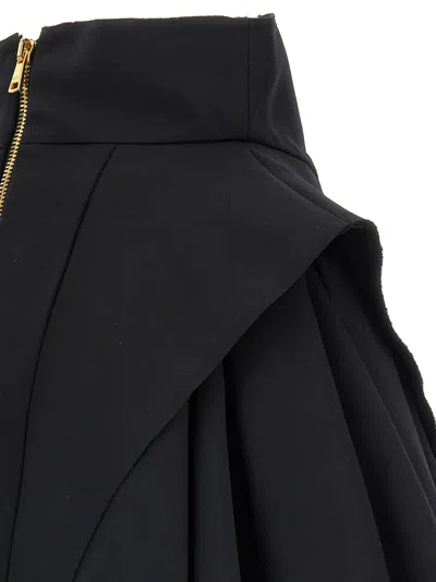 Balmain Button-embellished Pleated Grain De Poudre Wool Mini Skirt In Black