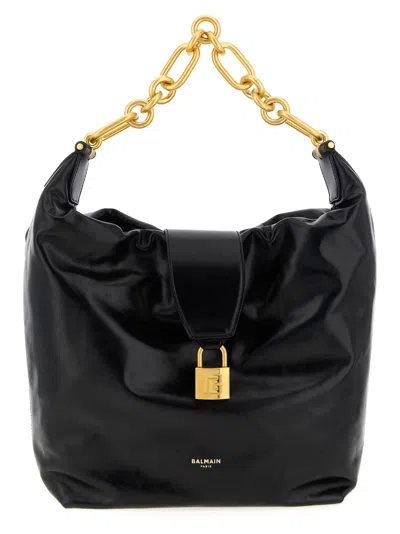 Balmain 'chain Strap Padlock Detail' Shoulder Bag In Black