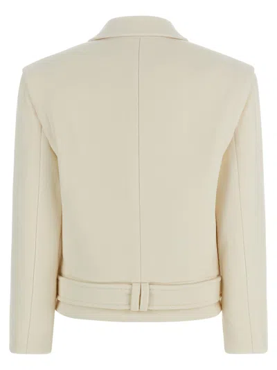 Balmain Double-breasted Coat Coats And Trench Coats White In Gold