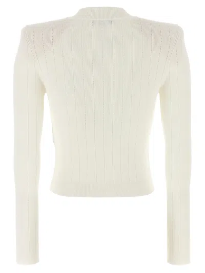Balmain Logo Buttons Cardigan Sweaters And Cardigans White In Gold