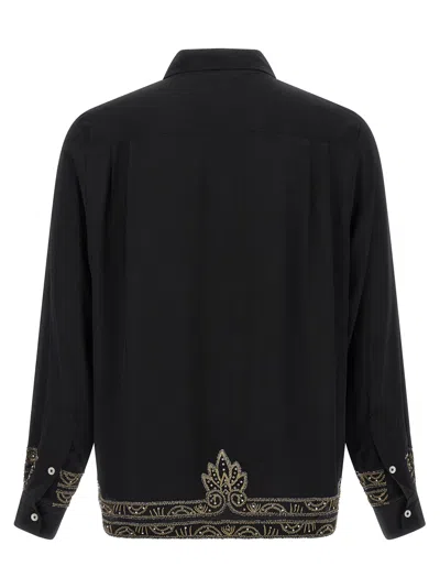 Bode Beaded Epoque Silk Button-up Shirt In Black
