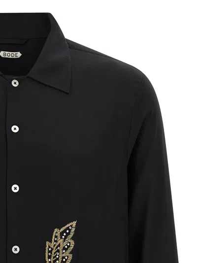 Bode Beaded Epoque Silk Button-up Shirt In Black