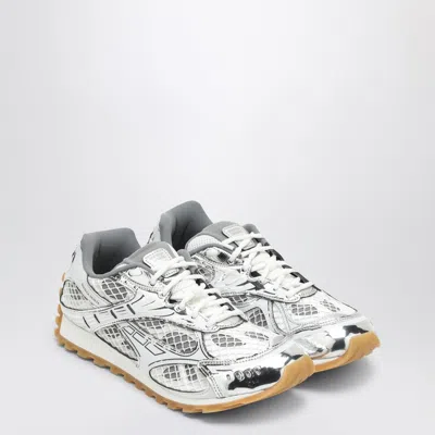 Bottega Veneta Silver And White Orbit Sneakers In Silver