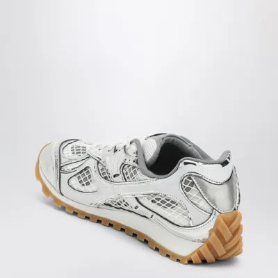 Bottega Veneta Silver And White Orbit Sneakers In Silver