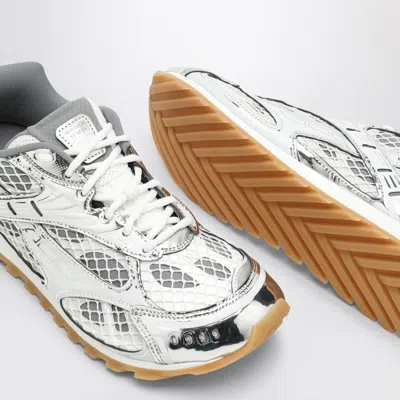 Bottega Veneta Silver And White Orbit Sneakers In Silver