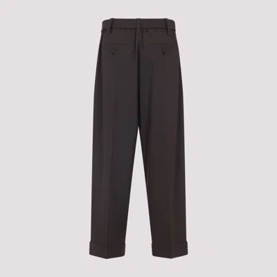 Brunello Cucinelli Brown Tailored Trousers With High Waist In Black