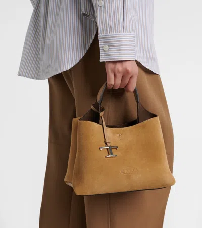 Tod's Apa Mini Suede Tote Bag In Brown