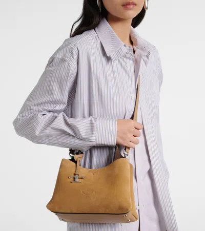 Tod's Apa Mini Suede Tote Bag In Brown