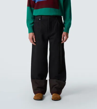 Loewe Straight-leg Turn-up Jeans In Black