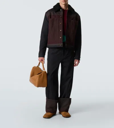 Loewe Straight-leg Turn-up Jeans In Black