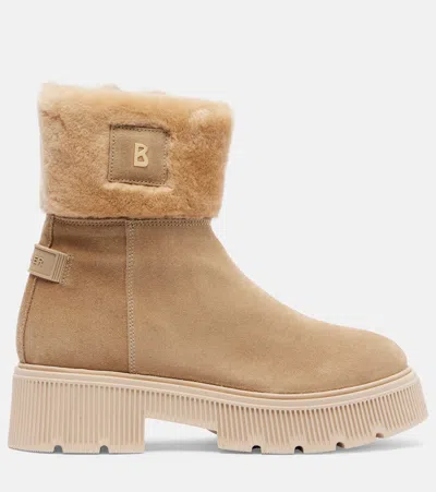 Bogner Turin 6 Shearling-trimmed Suede Ankle Boots In Neutral