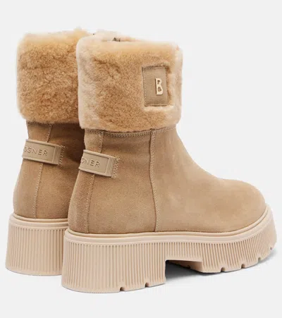 Bogner Turin 6 Shearling-trimmed Suede Ankle Boots In Neutral