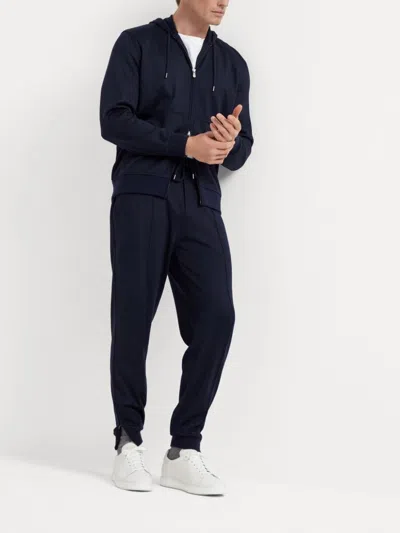 Brunello Cucinelli Men Cashmere And Silk French Terry Sweatshirt In Blue