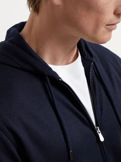 Brunello Cucinelli Men Cashmere And Silk French Terry Sweatshirt In Blue
