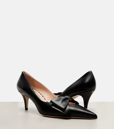 Valentino 65mm Bowow Kidskin Pumps In Black