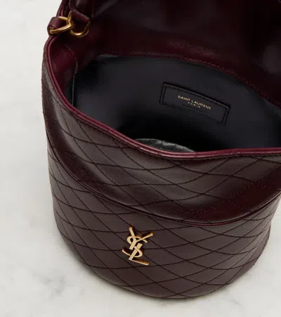 Saint Laurent Gaby Top Handle Bucket Bag In Burgundy