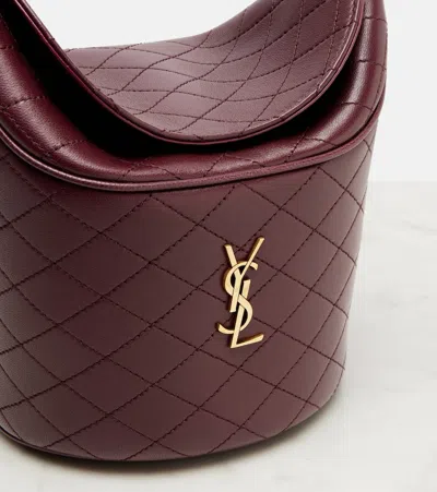 Saint Laurent Gaby Top Handle Bucket Bag In Burgundy