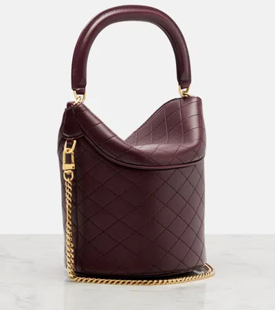 Saint Laurent Gaby Top Handle Bucket Bag In Burgundy