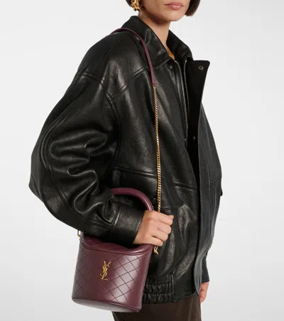 Saint Laurent Gaby Top Handle Bucket Bag In Burgundy
