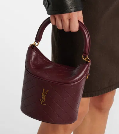 Saint Laurent Gaby Top Handle Bucket Bag In Burgundy