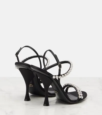 Dolce & Gabbana Sandals With Rhinestone Chain In Black